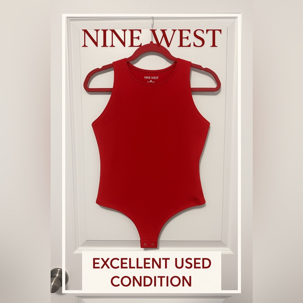 Nine West Vibrant Red Sleeveless Bodysuit